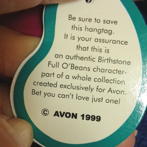 ⭐️5/$25 SALE Avon Full O' Beans Stuffed Plushie, Birthstone and BC Inc on tag - Picture 9 of 10